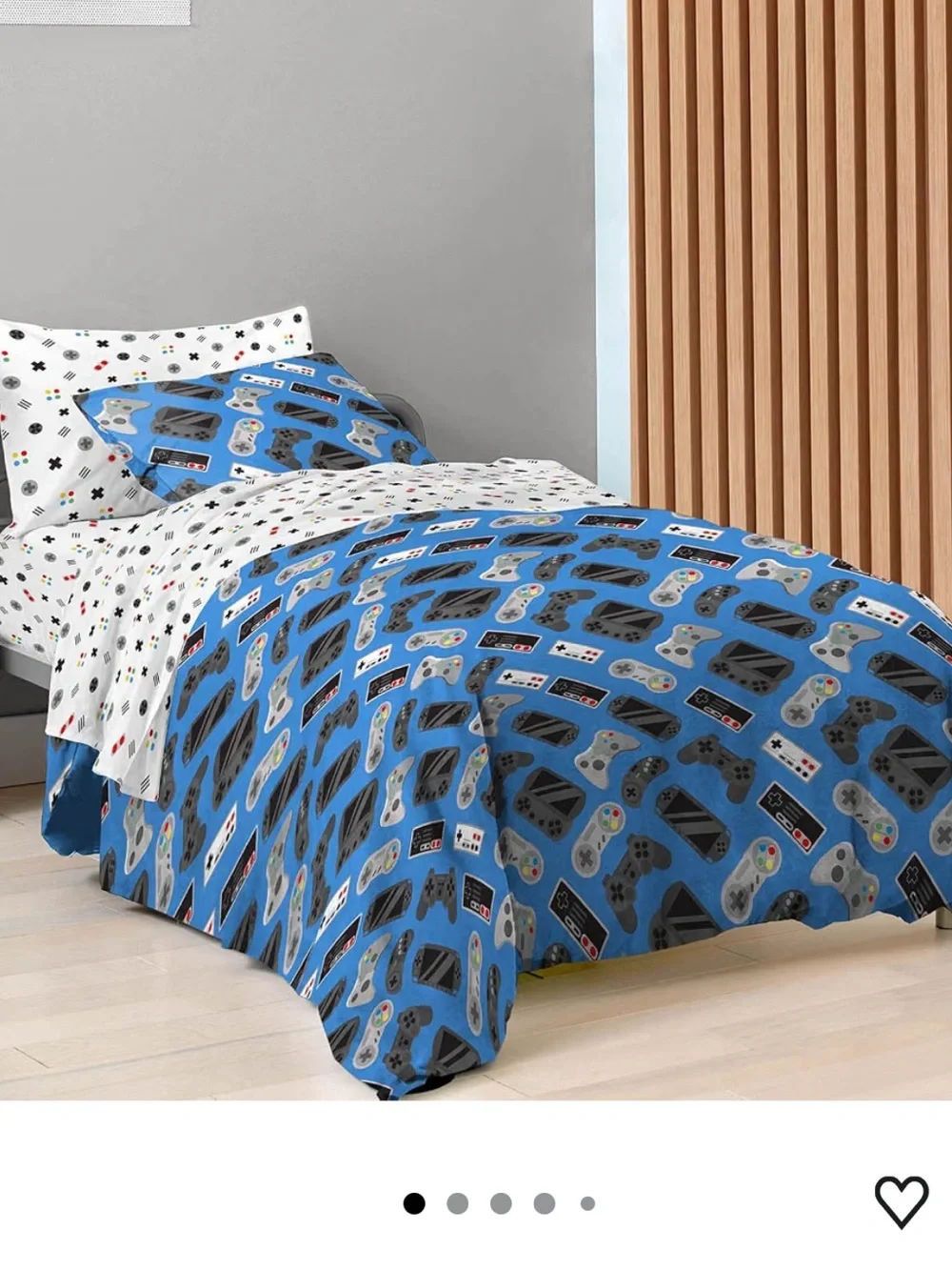Kids Blue Video Game Controller duvet Set with two pillow covers